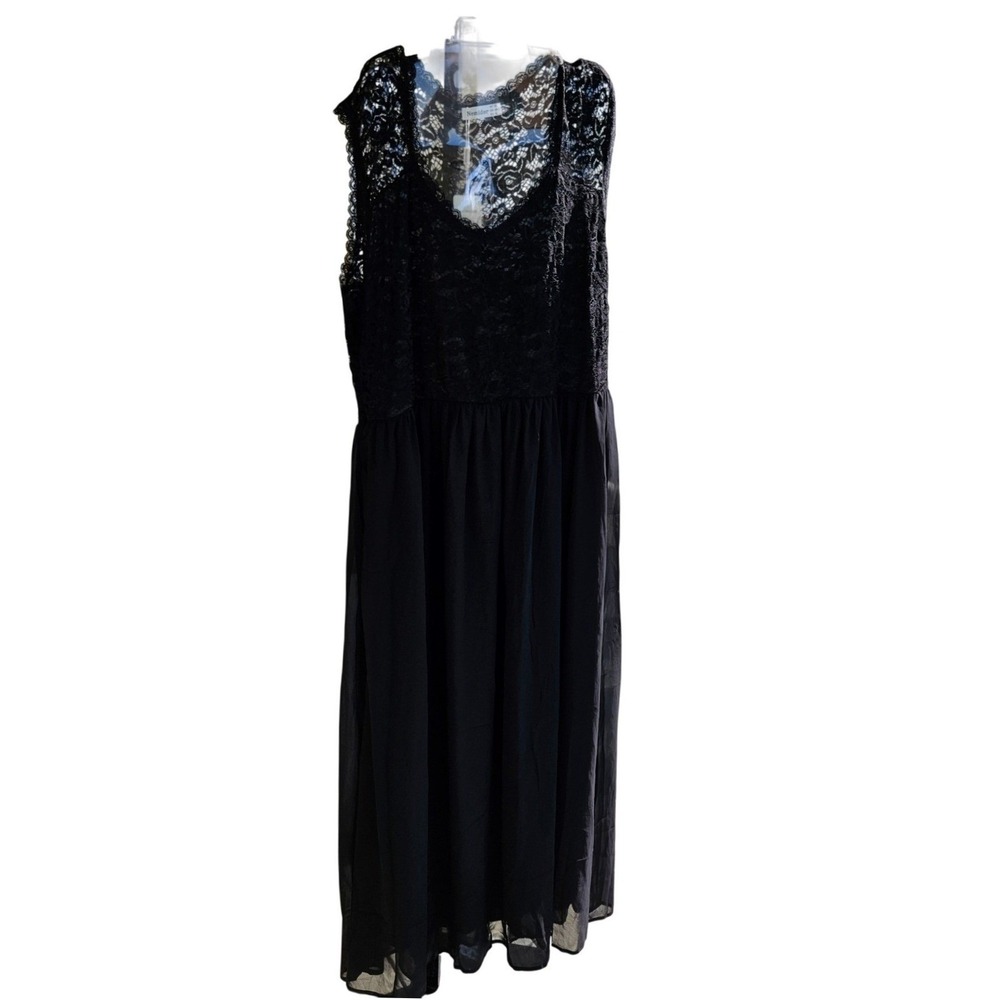 Nemidor Women Plus Size 24 Black Floral Lace V-Neck Sleeveless Maxi Formal Dress